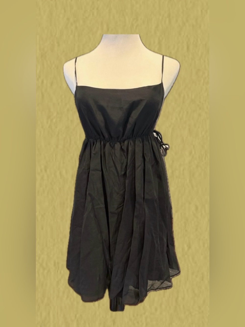 Cotton Candy LA | black babydoll mini dress with tie sides